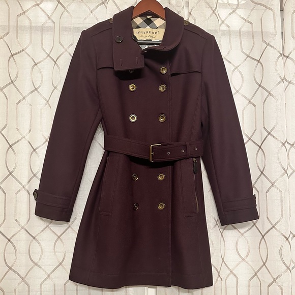 Burberry Daylesmoore Wool Women's Coat Dark Elderberry Size 14 US - Picture 3 of 9